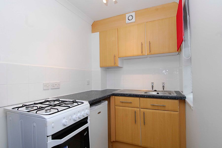 Classic studio apartment kitchen view