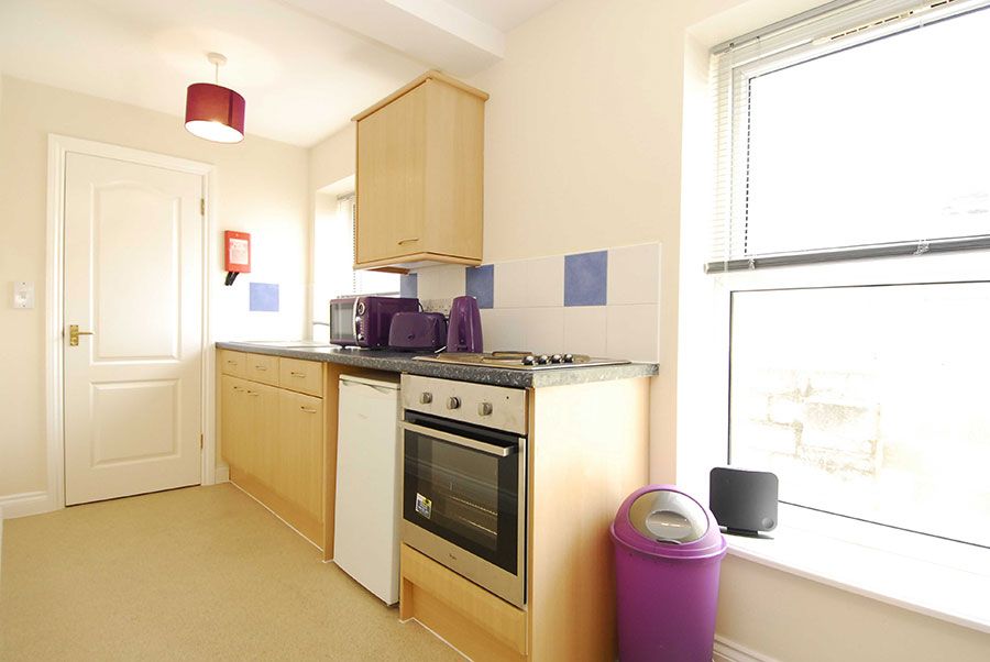 Classic studio apartment open window view